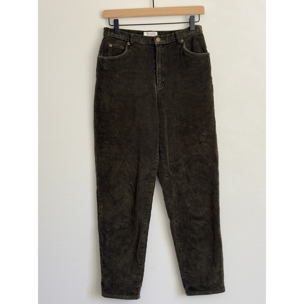Jones New York Sport Corduroy Pants 10P Olive Green Vintage High Rise Straight